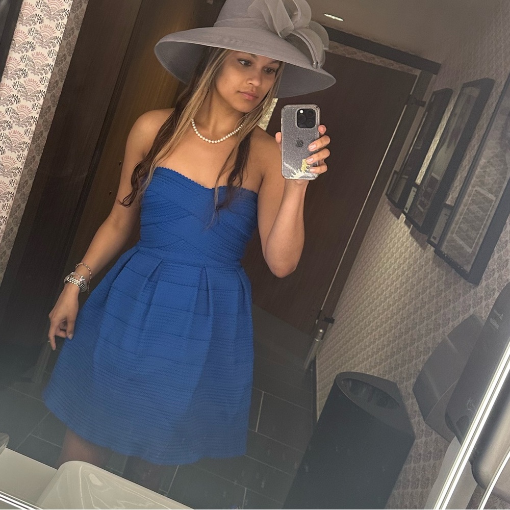 Blue Strapless Bandage Dress - Picture 2 of 5
